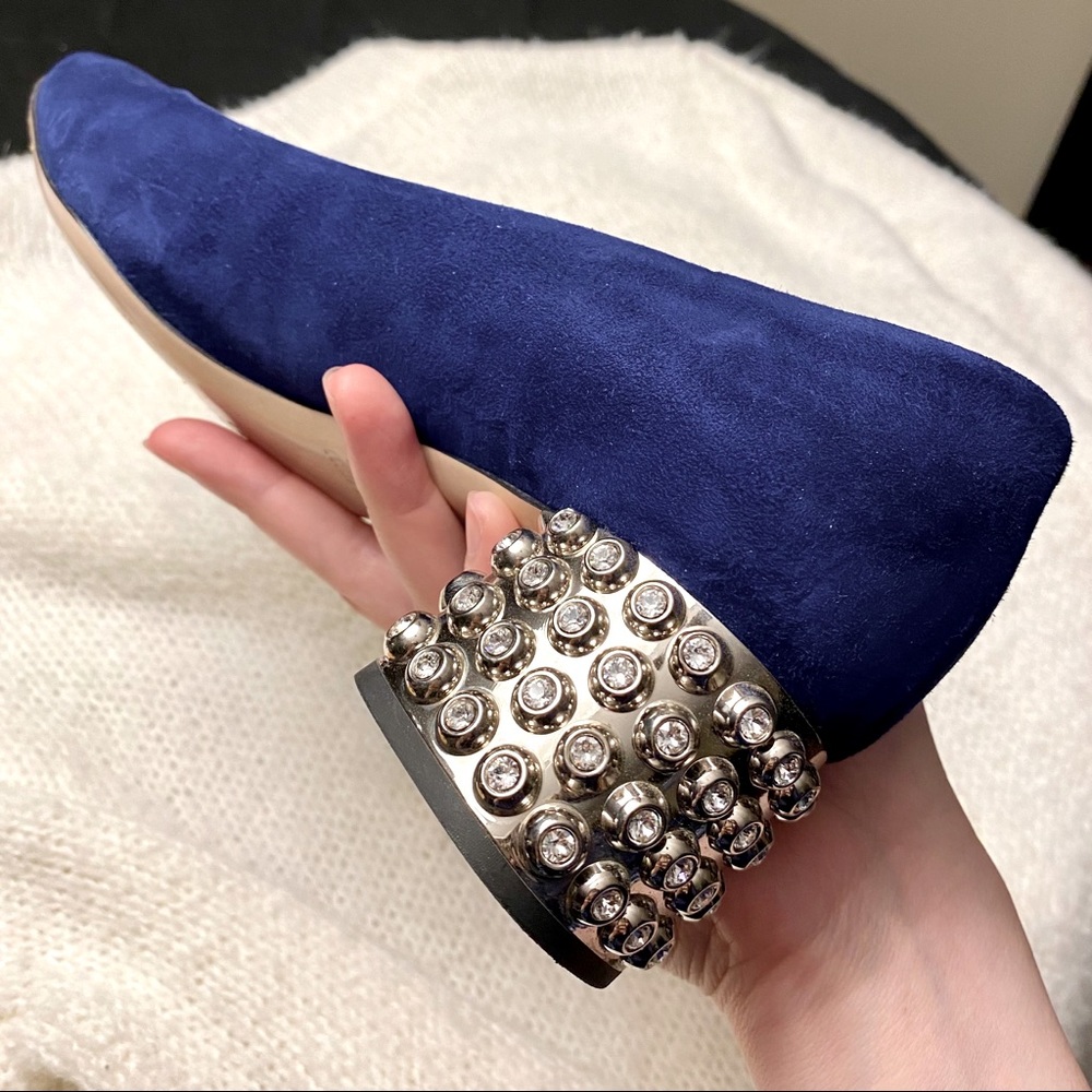 Authentic MiuMiu Royal Blue Heels with Swarovski Crystal